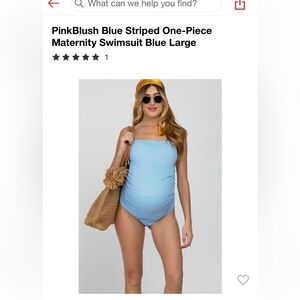 PinkBlush Blue Striped Maternity Swimsuit